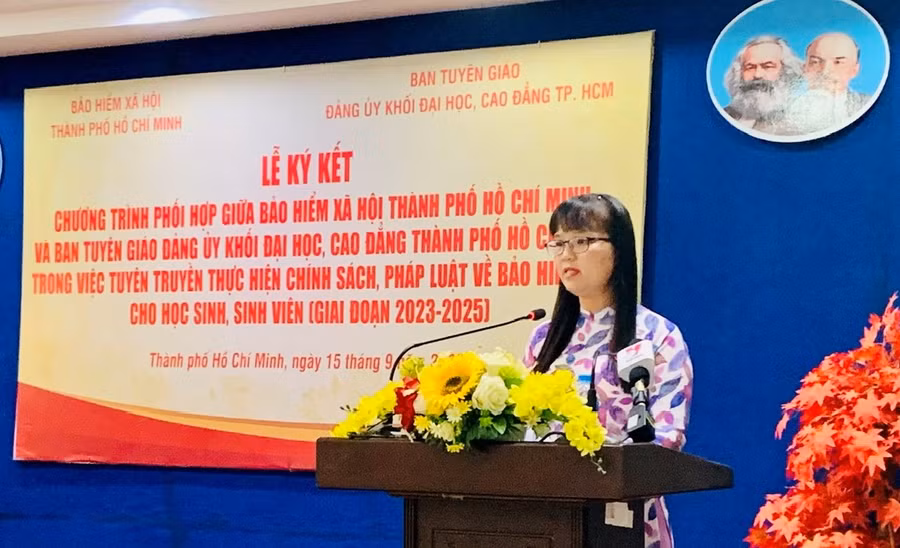 Bà Đặng Thùy Khánh Vân phát biểu tại buổi ký kết.