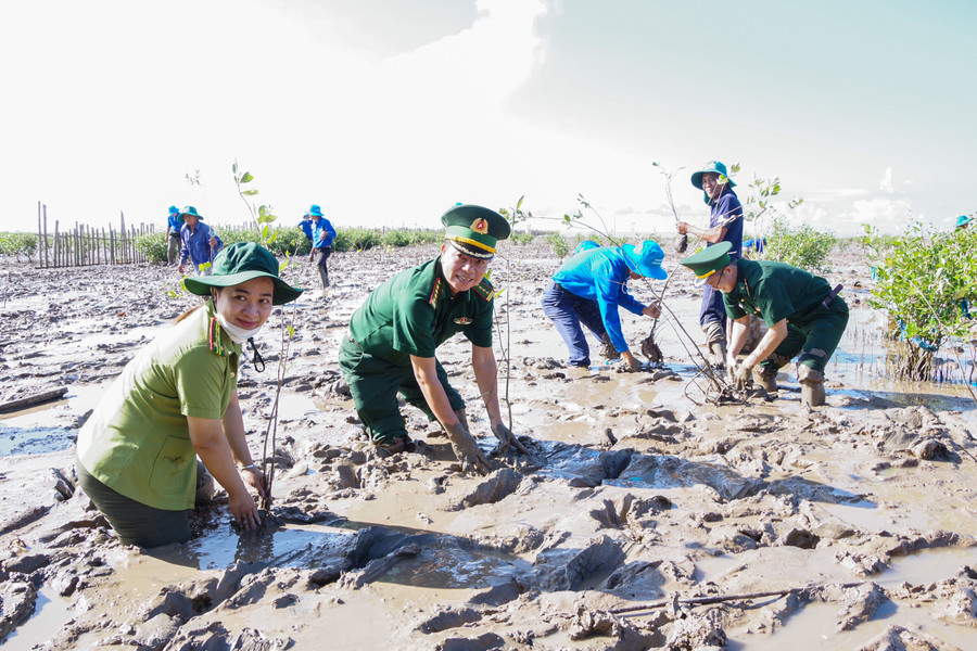 Lãnh đạo các đơn vị tham gia trồng rừng. Lãnh đạo các đơn vị tham gia trồng rừng.