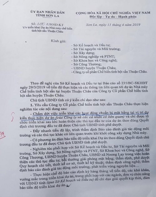 Văn bản chỉ đaoh của tỉnh Sơn La bị doanh nghiệp phớt lờ