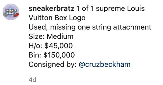 Sneaker Bratz rao bán chiếc áo độc nhất vô nhị của Cruz Beckham. Dân mạng ‘dậy sóng’ vì chiếc áo cũ của cậu út nhà David Beckham được bán giá hơn 3 tỷ đồng - ảnh 1