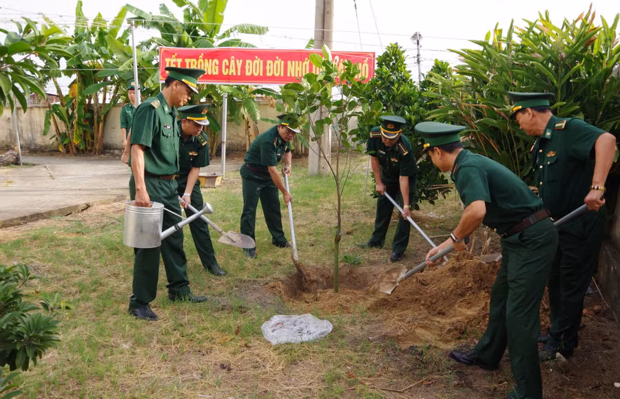 Cán bộ Hải đoàn Biên phòng 18 tổ chức Tết trồng cây năm 2023.