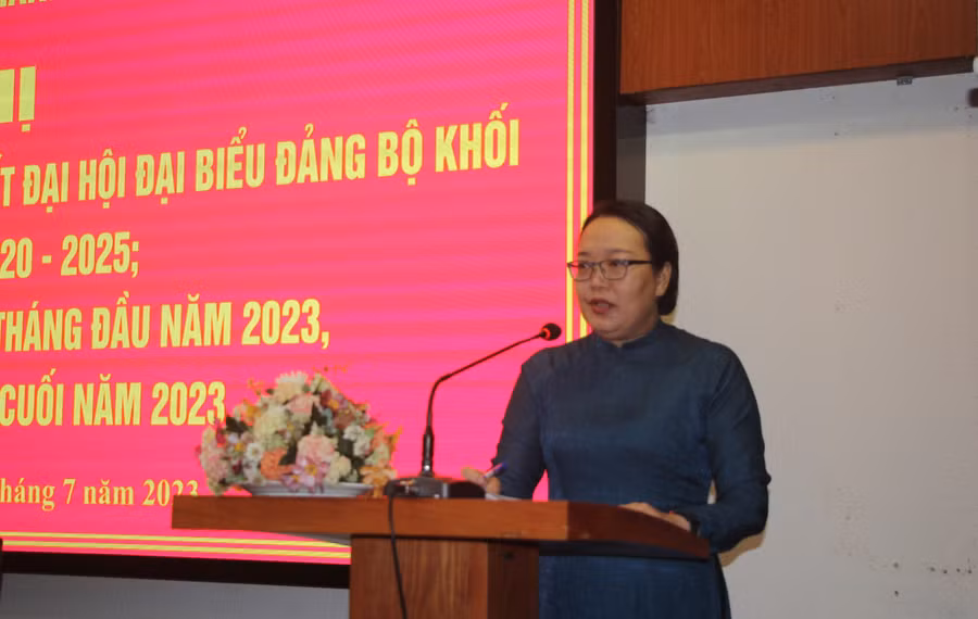 Bà Nguyễn Thị Minh Hồng phát biểu tại hội nghị. Bà Nguyễn Thị Minh Hồng phát biểu tại hội nghị.