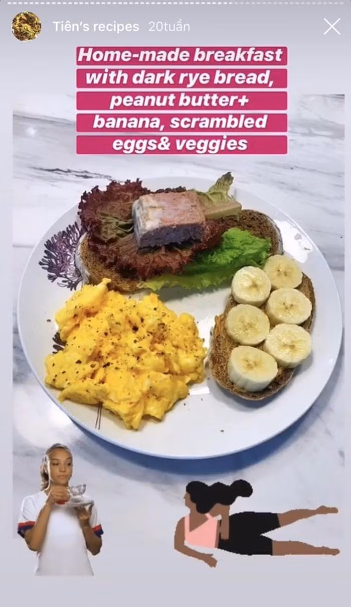 Không chỉ thường xuyên ăn hạt diêm mạch, Tóc Tiên còn có những công thức chế biến đồ ăn detox, healthy nhằm mang lại cho cô làn da đẹp và vóc dáng thon thả. Đó có thể là những món salad rau củ hay những món sinh tố trái cây.