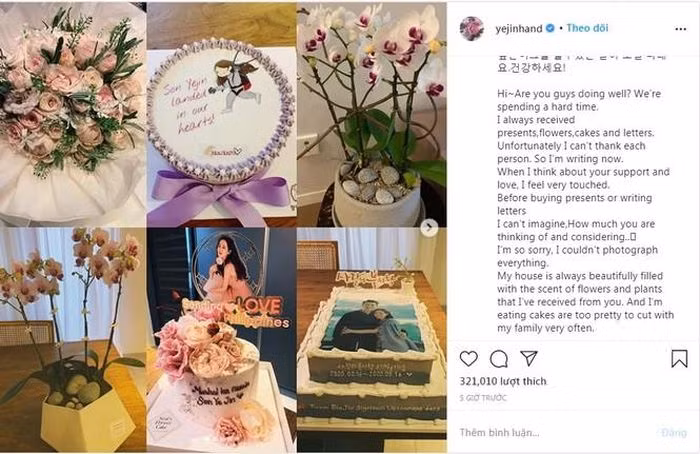 Bức hình trên Instagram của Son Ye Jin khiến fan bấn loạn.