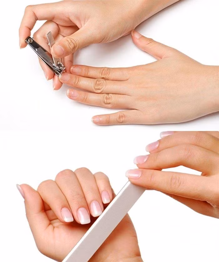 Cắt tỉa và mài giũa giúp định hình dáng móng đẹp.