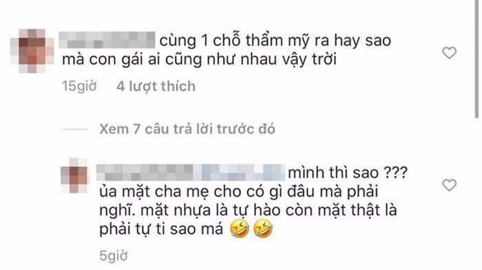 Tuy nhiên lại có cư dân mạng cho rằng gương mặt của các cô gái trong nhóm bạn này giống nhau như thể phẫu thuật thẩm mỹ cùng một chỗ