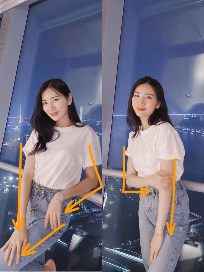 Đừng để 2 tay buông thõng vì nó sẽ khiến bạn nhìn "đơ".