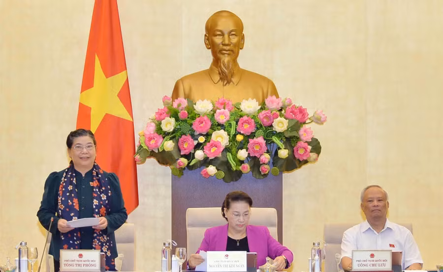 Phó Chủ tịch Thường trực Quốc hội Tòng Thị Phóng điều hành phiên họp