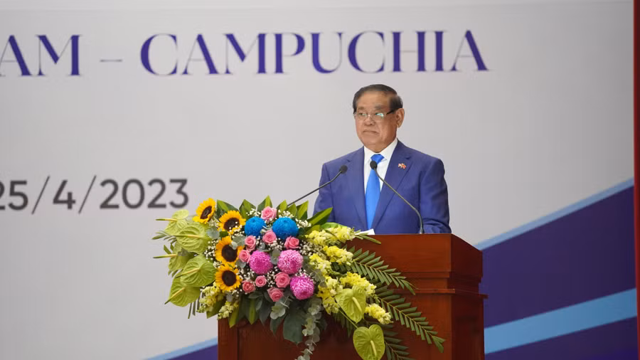 Phó Thủ tướng Chính phủ Vương quốc Campuchia phát biểu khai mạc hội nghị.