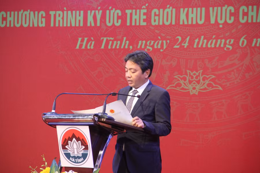 Thứ trưởng Bộ VH-TT&amp;DL Hoàng Đạo Cương phát biểu tại buổi lễ.