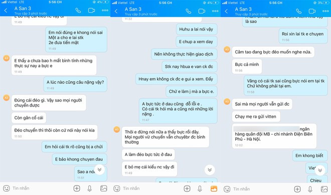 Đoạn tin nhắn vòi tiền được cho là của ông San với 1 bị hại. Ảnh: Thanh Niên Đoạn tin nhắn vòi tiền được cho là của ông San với 1 bị hại. Ảnh: Thanh Niên