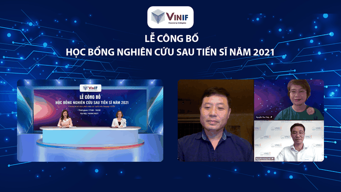 Lễ công bố Học bổng nghiên cứu sau Tiến sĩ năm 2021 của VinIF được tổ chức trực tuyến với sự tham gia của đại diện Vụ Giáo dục Đại học (Bộ Giáo dục và Đào tạo) và đại diện các trường đại học. Lễ công bố Học bổng nghiên cứu sau Tiến sĩ năm 2021 của VinIF được tổ chức trực tuyến với sự tham gia của đại diện Vụ Giáo dục Đại học (Bộ Giáo dục và Đào tạo) và đại diện các trường đại học.