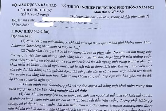 Gợi ý đáp án môn Ngữ văn Kỳ thi tốt nghiệp THPT năm 2026