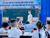 Một tiết dạy học sinh hoạt chuyên môn theo cụm trường tại Trường Tiểu học &THCS Trần Quốc Toản (xã Lãnh Ngọc, TP Đà Nẵng). 