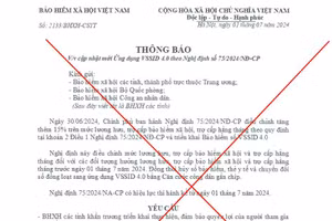 Văn bản giả mạo công văn của BHXH Việt Nam.