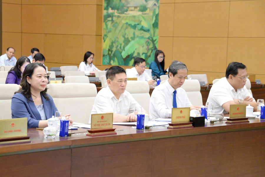 Phó Chủ tịch nước Võ Thị Ánh Xuân, Phó Thủ tướng Hồ Đức Phớc và lãnh đạo một số Bộ, ngành; trong đó có Bộ trưởng Bộ GD&ĐT Nguyễn Kim Sơn tham dự Phiên họp. phattriennhanlucjpg2.jpg