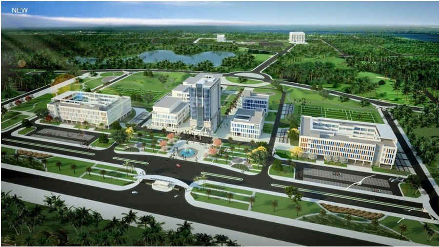 Phối cảnh cơ sở 2 của Trường ĐH Dược Hà Nội tại phường Võ Cường, thành phố Bắc Ninh.