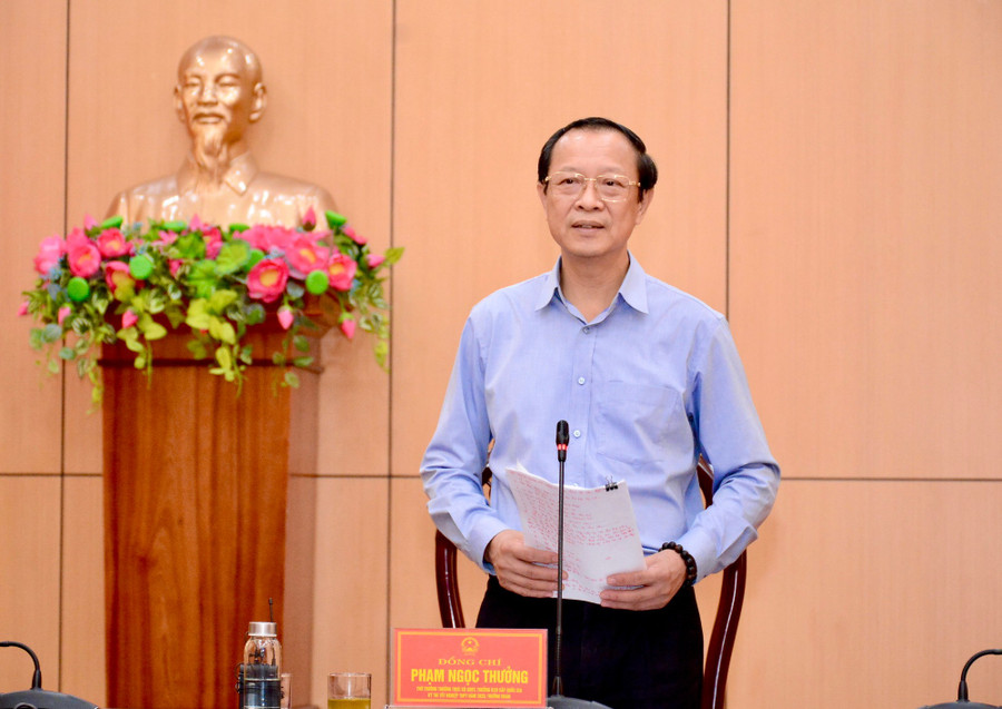 Thứ trưởng Bộ GD&ĐT Phạm Ngọc Thưởng phát biểu tại buổi làm việc. dsc-8348.jpg