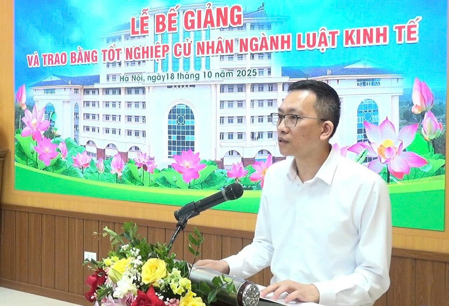 TS Nguyễn Đại Lâm – Phó Chủ nhiệm Thường trực Khoa Đào tạo tại chức, Trường ĐH Kinh doanh và Công nghệ Hà Nội phát biểu. luatkinhte.jpg