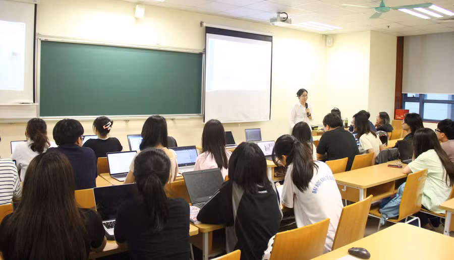 Một lớp học của Đại học Kinh tế quốc dân.