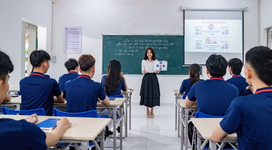 Một lớp học của Trường Cao đẳng Long biên (Hà Nội).