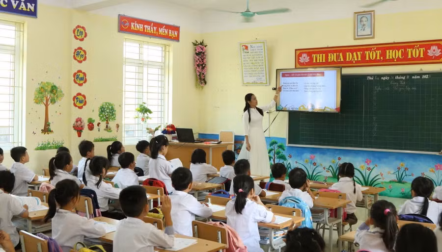 Một giờ học tại trường Tiểu học Hoà Lộc.