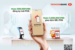 Ưu đãi hoàn tiền tới 3,5 triệu đồng cho DN sử dụng máy POS, QR code Techcombank