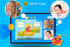 Giáo viên và học sinh tương tác trong 01 buổi học PalFish Class