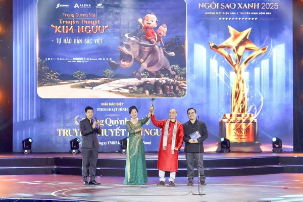Ê-kíp sản xuất phim hoạt hình 'Trạng Quỳnh nhí' nhận Giải thưởng Ngôi Sao Xanh 2025.