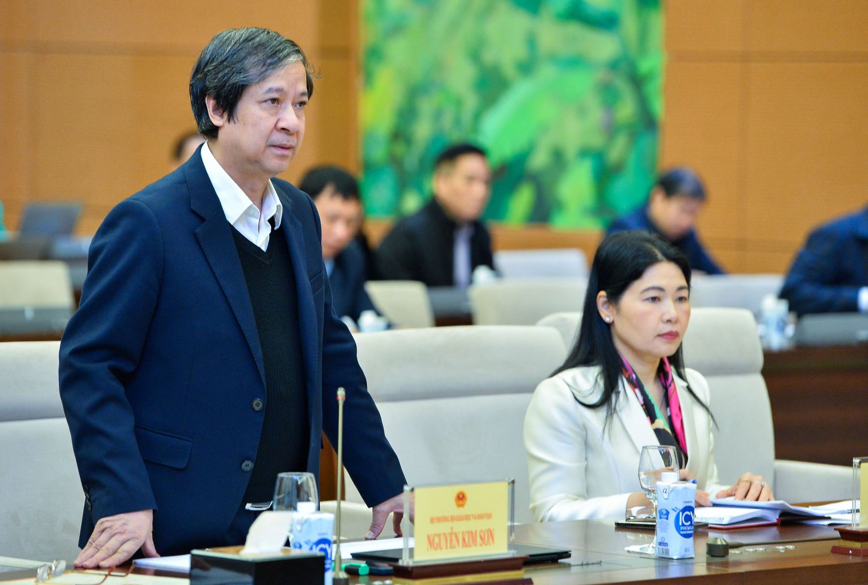 Bộ trưởng Nguyễn Kim Sơn phát biểu tại buổi làm việc. Bộ trưởng Nguyễn Kim Sơn phát biểu tại buổi làm việc.