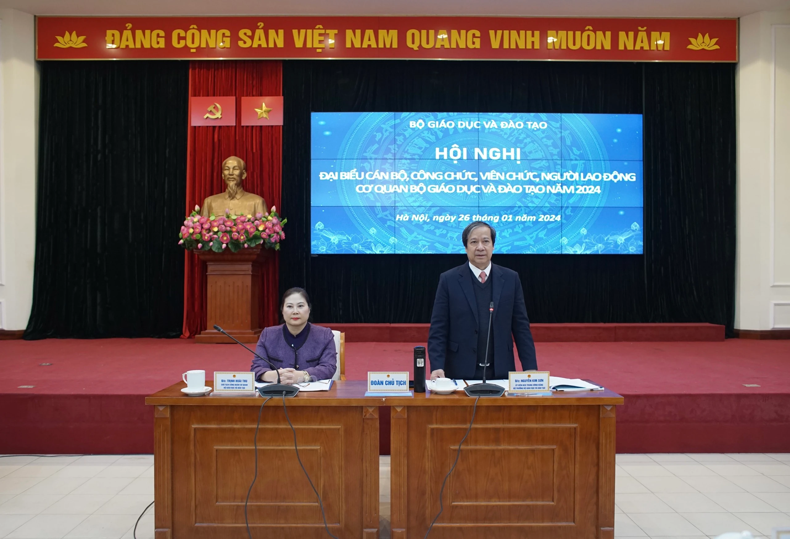 Bộ trưởng Nguyễn Kim Sơn phát biểu tại hội nghị.