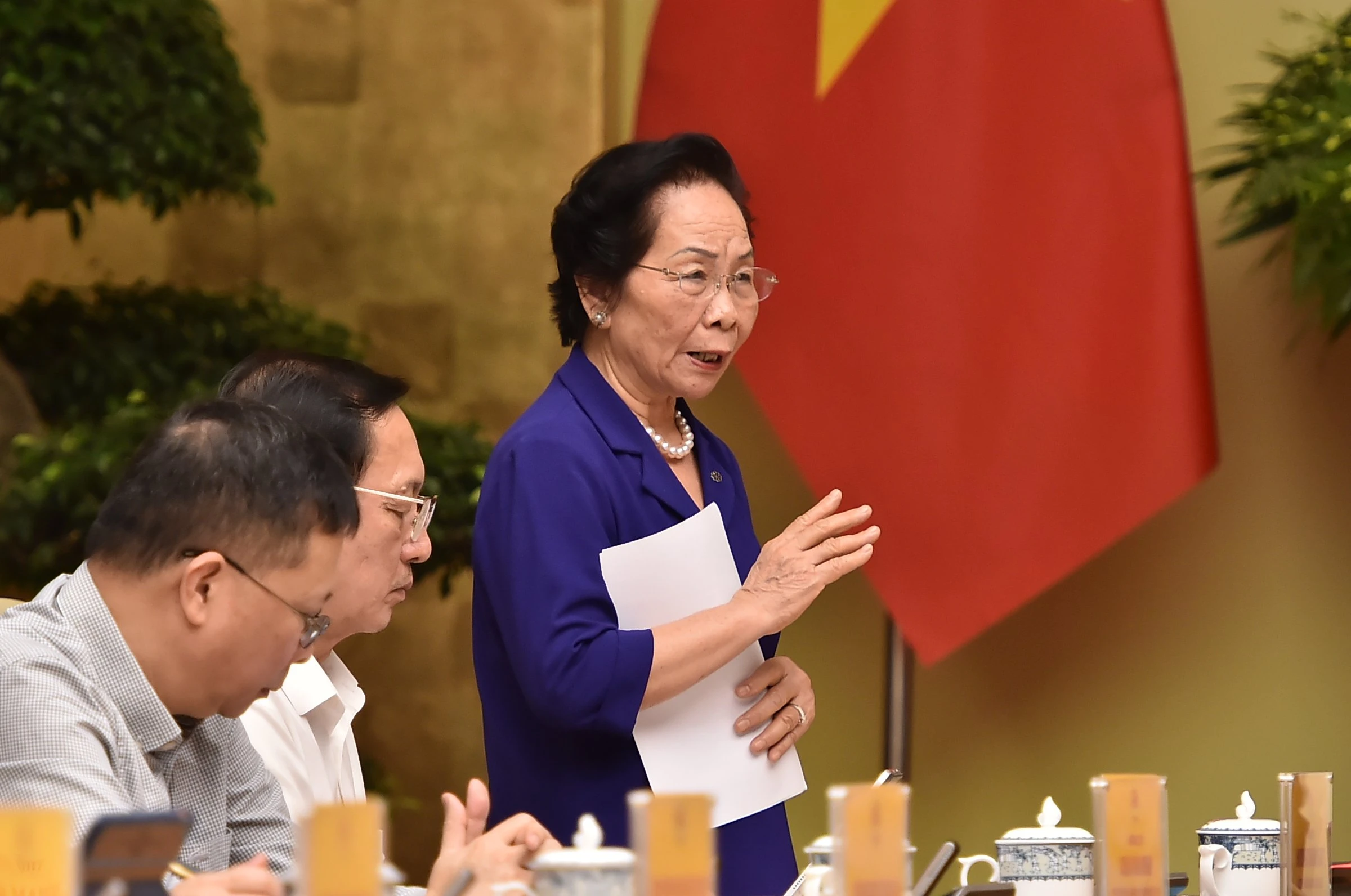 Nguyên Phó Chủ tịch nước Nguyễn Thị Doan phát biểu tại phiên họp.