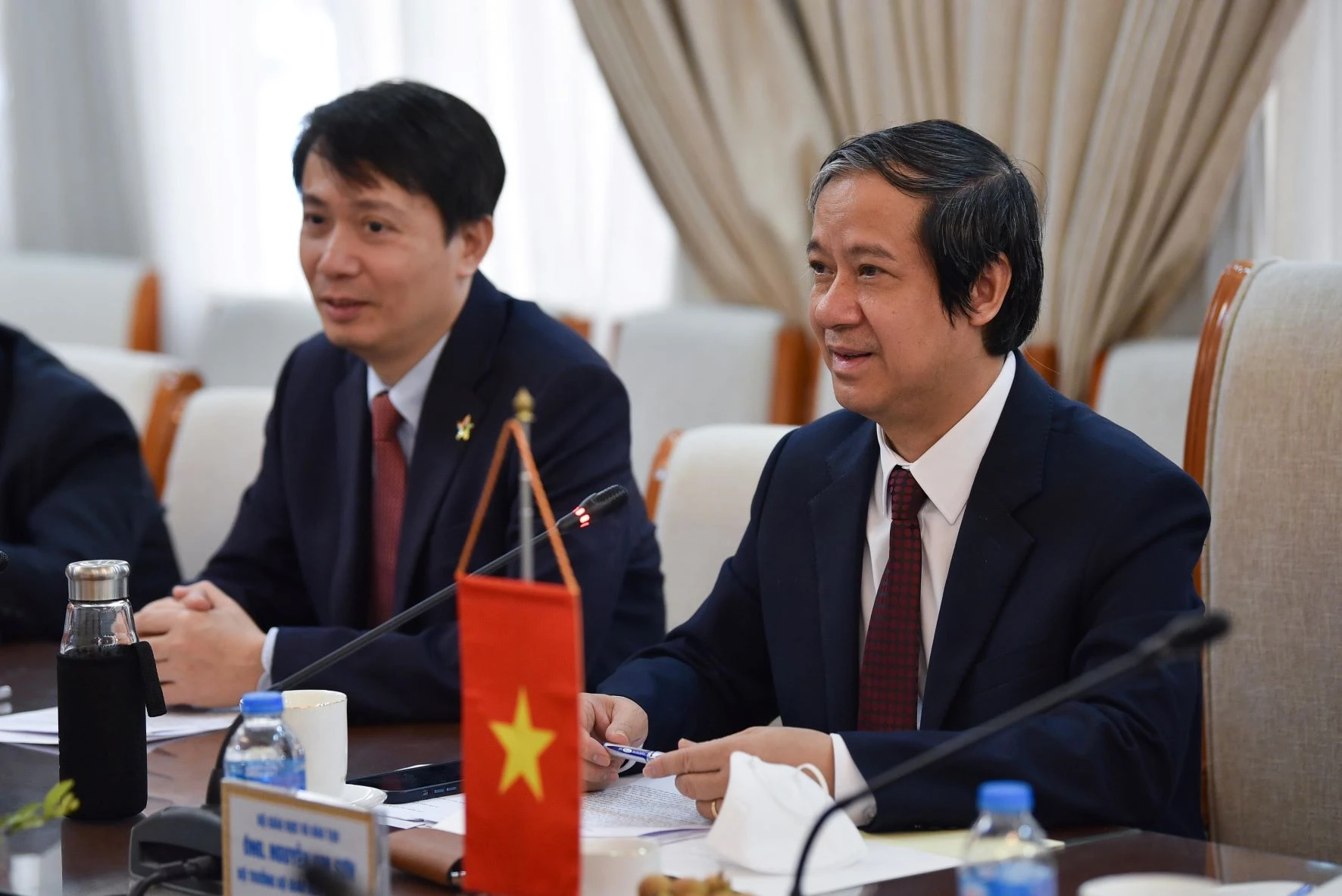 Bộ trưởng Nguyễn Kim Sơn phát biểu tại buổi tiếp.