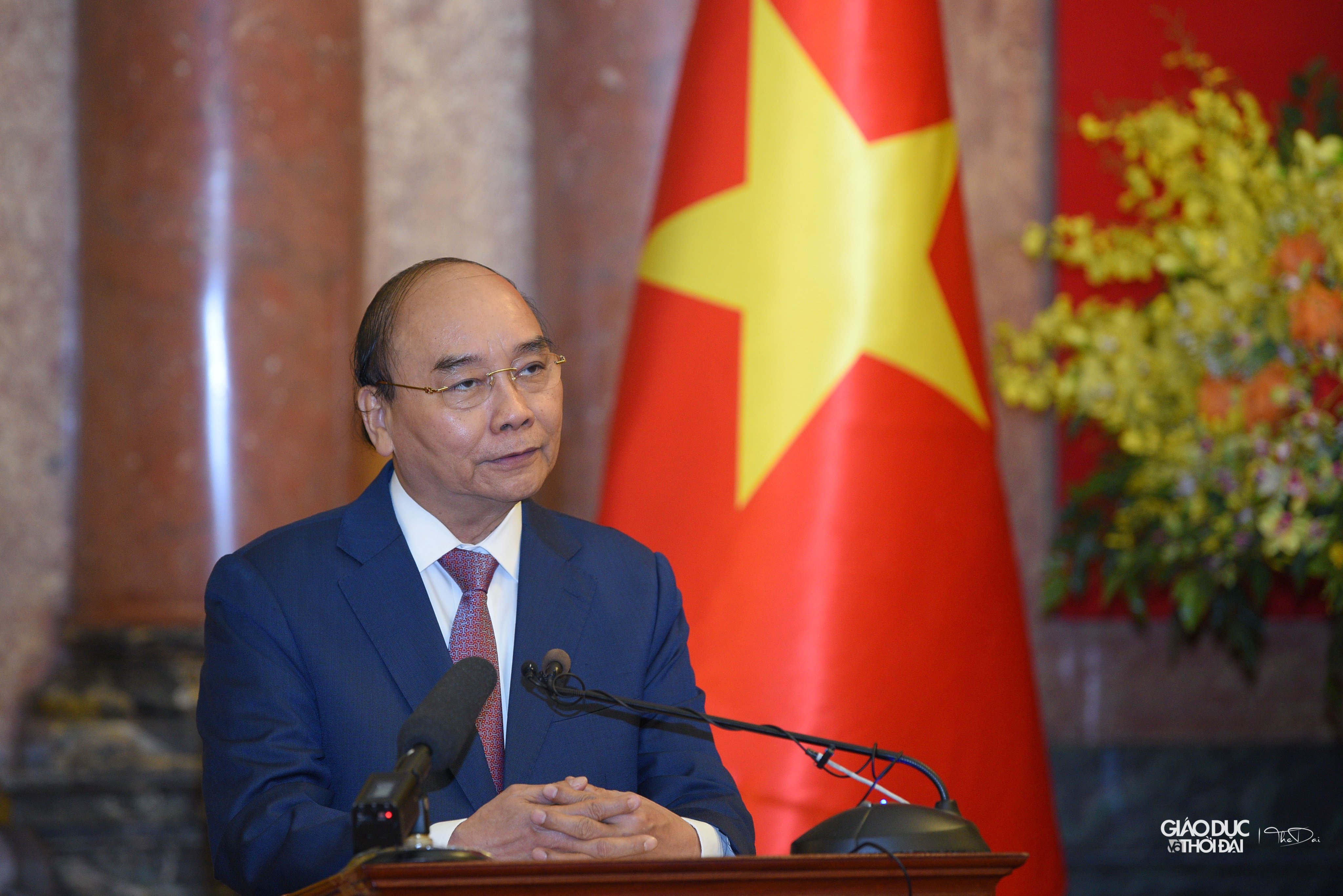 Chủ tịch nước Nguyễn Xuân Phúc phát biểu tại buổi gặp mặt.