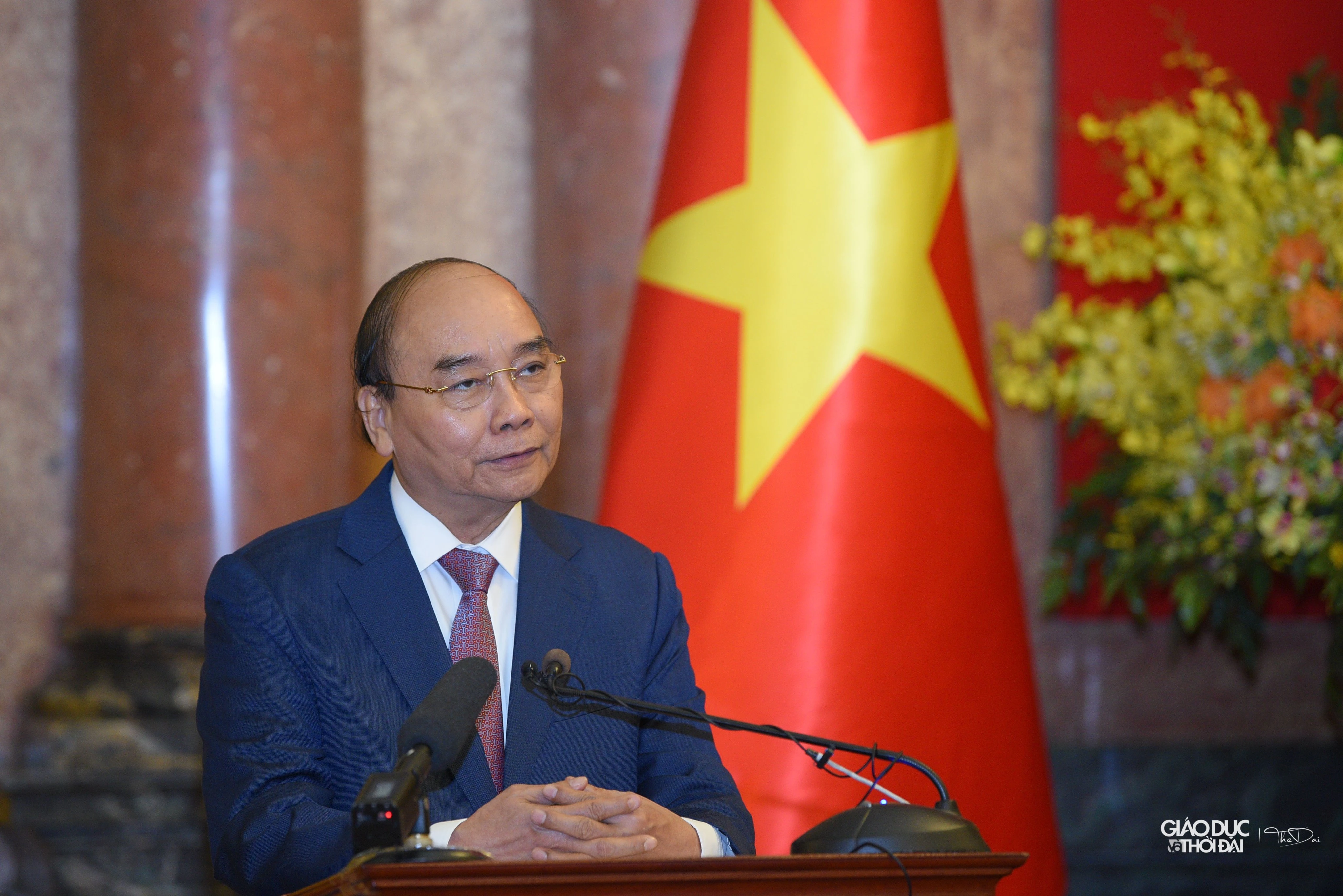 Chủ tịch nước Nguyễn Xuân Phúc phát biểu tại buổi gặp mặt. Chủ tịch nước Nguyễn Xuân Phúc phát biểu tại buổi gặp mặt.