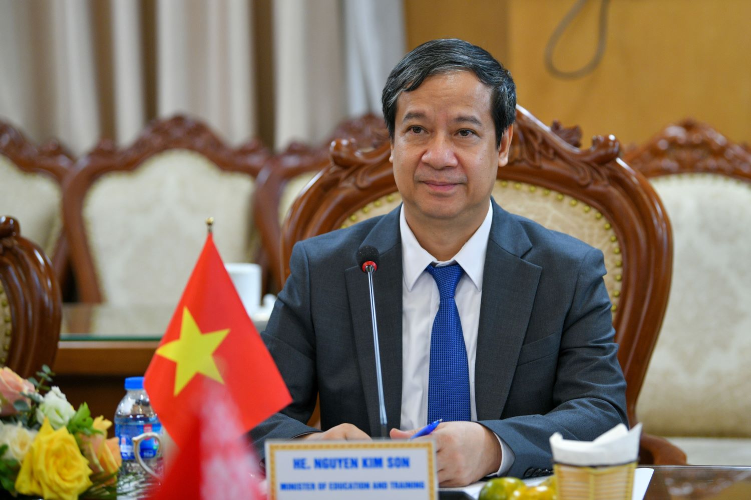 Bộ trưởng Bộ GD&ĐT Nguyễn Kim Sơn phát biểu tại hội đàm. Bộ trưởng Bộ GD&ĐT Nguyễn Kim Sơn phát biểu tại hội đàm.
