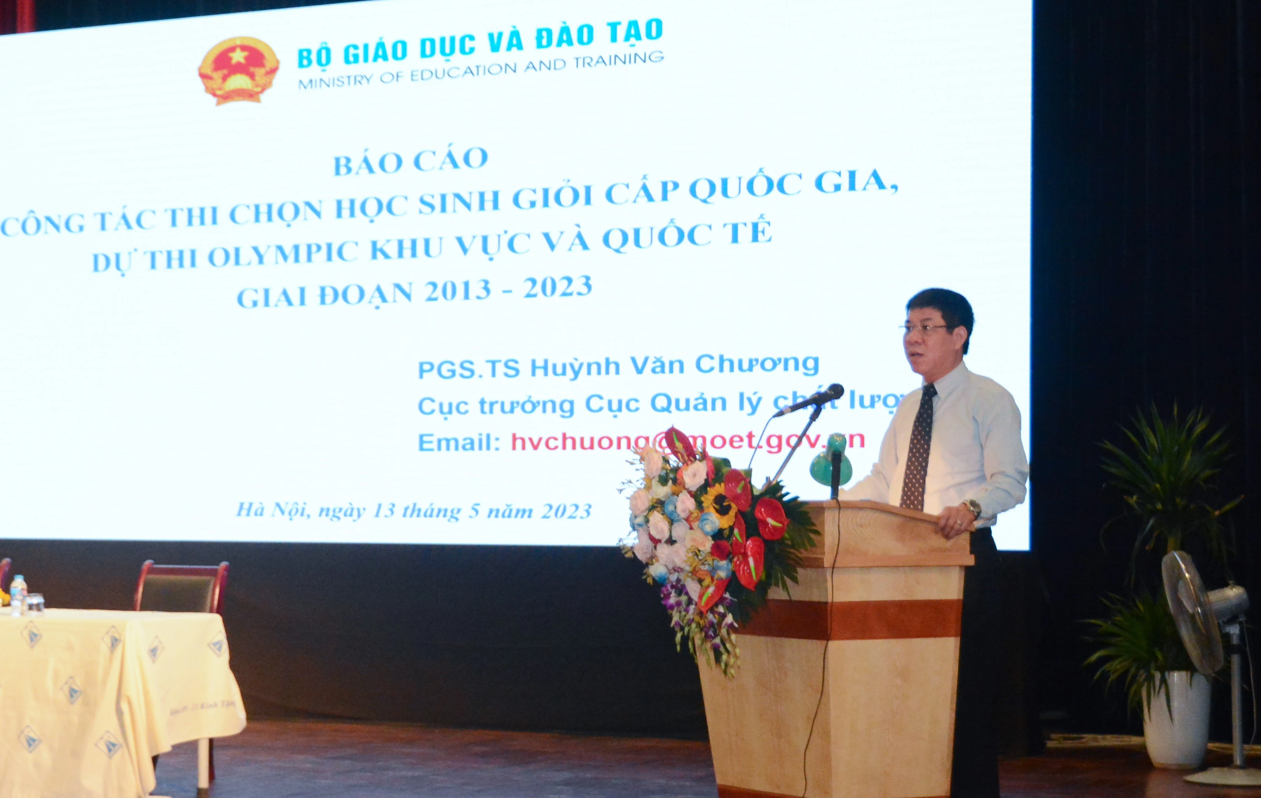 PGS.TS Huỳnh Văn Chương, Cục trưởng Cục Quản lý chất lượng phát biểu tại Hội nghị.