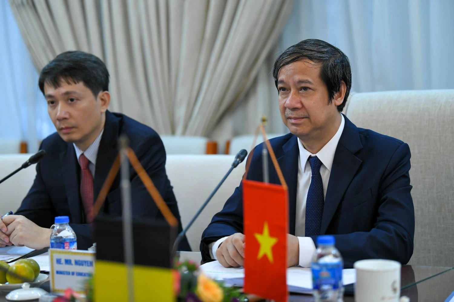 Bộ trưởng Nguyễn Kim Sơn phát biểu tại buổi tiếp.