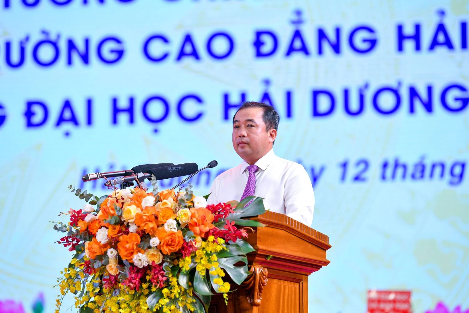 Bí thư tỉnh ủy Hải Dương Trần Đức Thắng phát biểu tại buổi lễ.