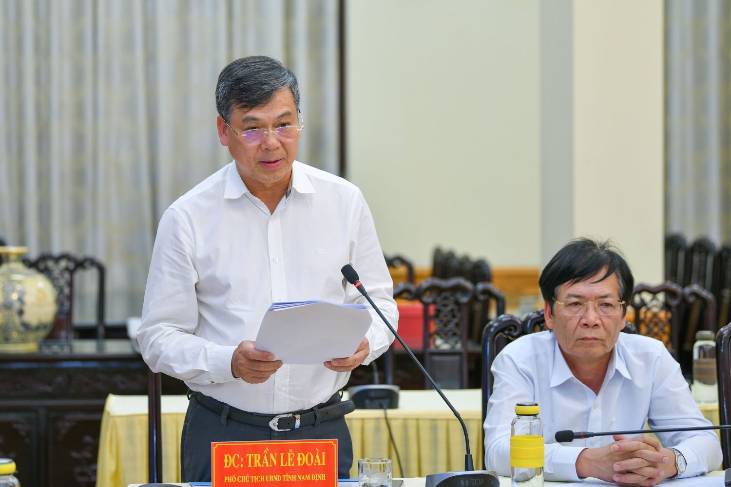 Ông Trần Lê Đoài, Phó Chủ tịch UBND tỉnh Nam Định phát biểu tại buổi làm việc.