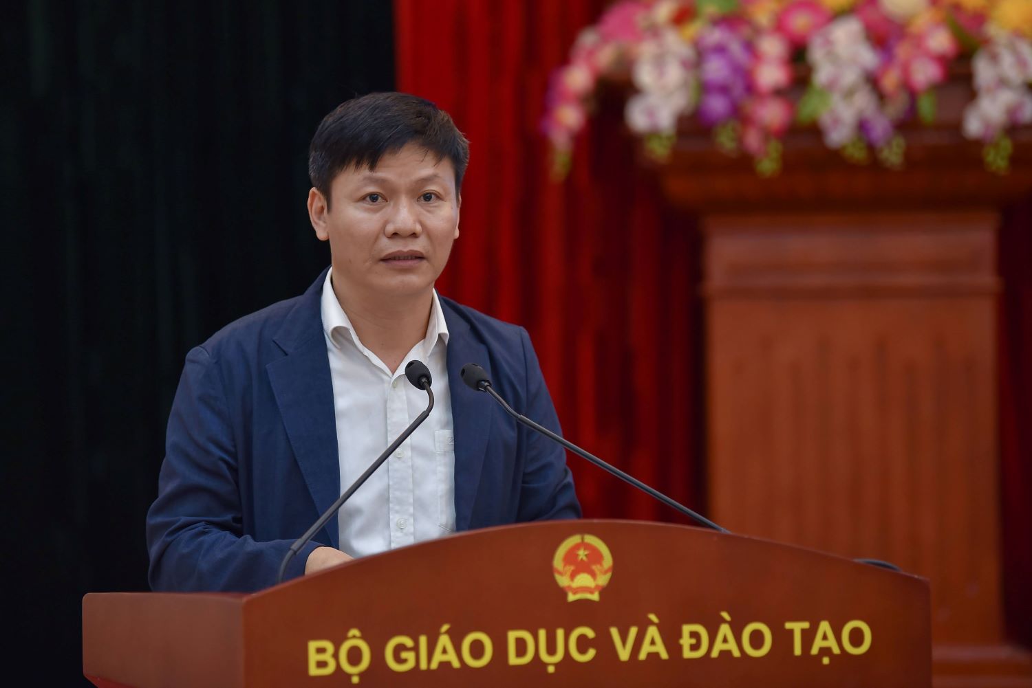 Ông Nguyễn Thanh Đề, Vụ trưởng Vụ Giáo dục thể chất (Bộ GD&amp;ĐT), Ủy viên Ban Chỉ đạo Báo cáo tiến độ triển khai công tác chuẩn bị tổ chức Đại hội.