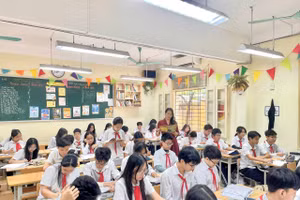 Học sinh Trường THCS Đống Đa (quận Đống Đa, Hà Nội).