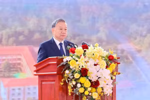 Tổng Bí thư Tô Lâm phát biểu chỉ đạo tại buổi lễ. Ảnh: Nguyễn Mạnh.