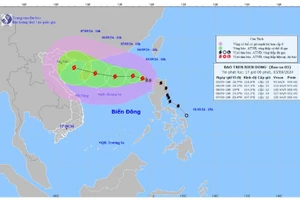 Dự báo vị trí và hướng di chuyển bão số 3 lúc 16h chiều 3/9 - Ảnh: NCHMF