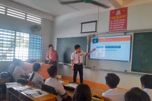 Giờ học tiếng Anh tại Trường THPT Vĩnh Long (tỉnh Vĩnh Long).