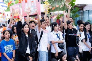 Học sinh tham gia các trò chơi tương tác tại Open Day. 