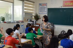 Giờ học tại Trường THCS Nam Từ Liêm (Hà Nội).