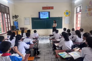 Giờ học tại Trường THCS Nguyễn Chuyên Mỹ (An Lão, Hải Phòng).