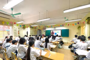 Giờ học tại Trường THCS Đống Đa (Hà Nội).