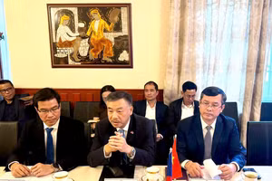 Đồng chủ trì Hội nghị (từ phải sang trái ảnh): Thứ trưởng Bộ GD&ĐT Việt Nam Nguyễn Văn Phúc; ông Dương Hoài Nam, Đại sứ đặc mệnh toàn quyền Việt Nam tại Cộng hòa Séc.